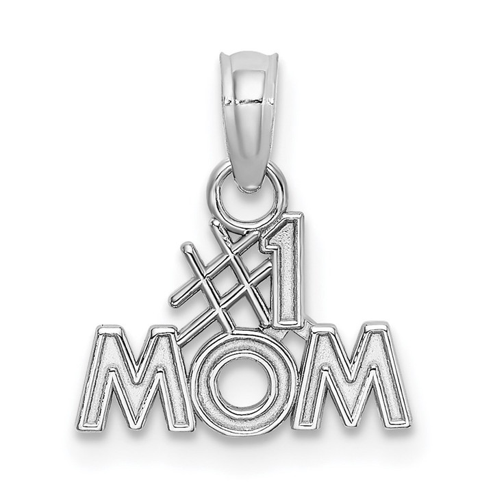 10k White Gold Polished #1 MOM Pendant 10K9595W