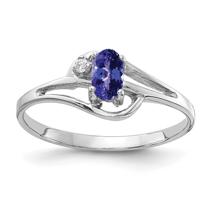14k White Gold 5x3mm Oval Tanzanite A Diamond ring X9713T/A
