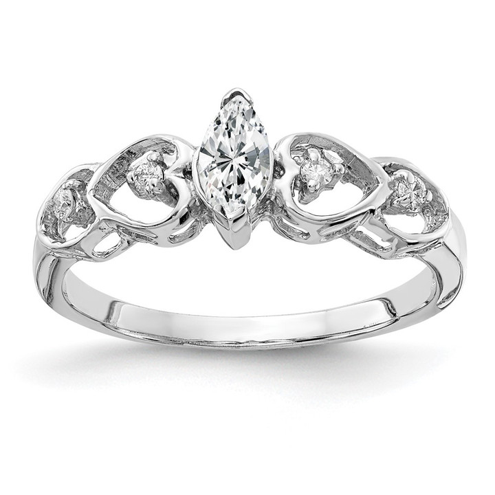 14k White Gold 6x3mm Marquise Cubic Zirconia AAA Diamond ring X9699CZ/AAA