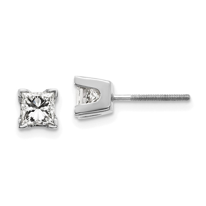 14k White Gold AAA Quality Complete Princess Cut Diamond Earring XWAP6AAA
