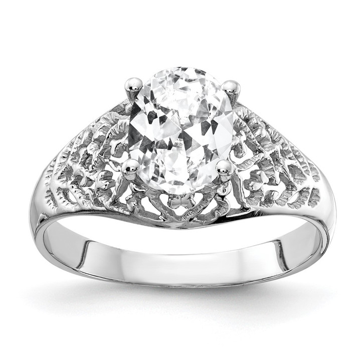 14k White Gold 8x6mm Oval Cubic Zirconia ring Y4697CZ