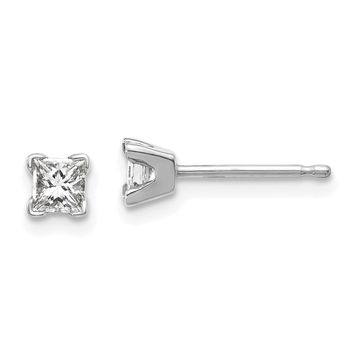 14k White Gold AA Quality Complete Princess Cut Diamond Earrings XWAP3AA