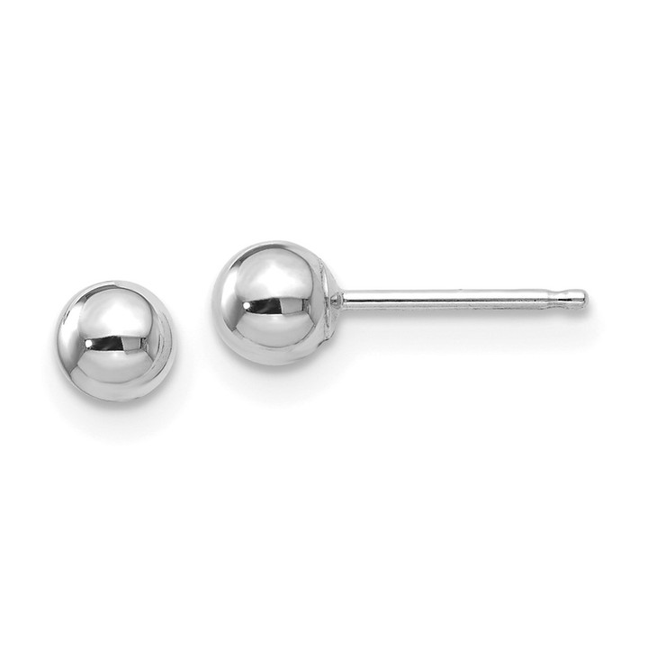 14k White Gold Polished 4mm Ball Post Earrings XWE327