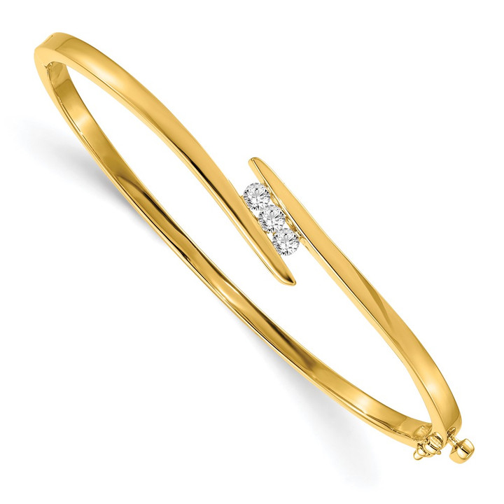 14k AAA Diamond Hinged Bangle XB214AAA