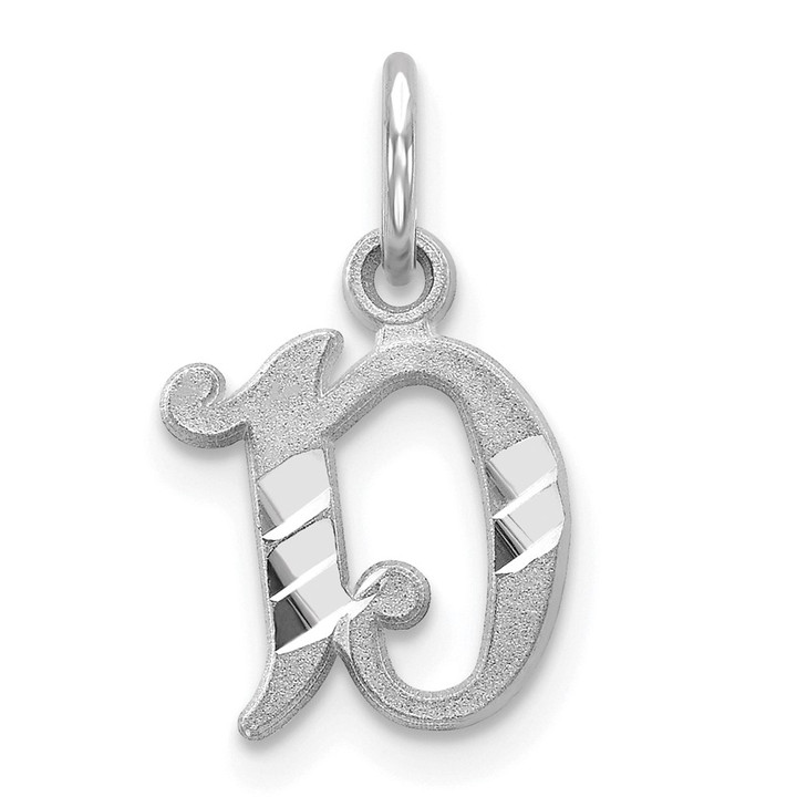 10k White Gold Diamond-cut Initial D Charm 10WCH139-D