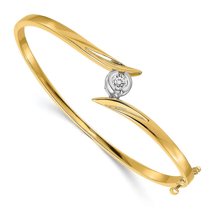 14k Two-tone AAA Diamond Hinged Bangle XB271AAA