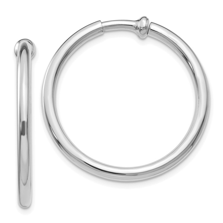 14k White Gold Non-pierced Earring Hoops Earrings XWE136