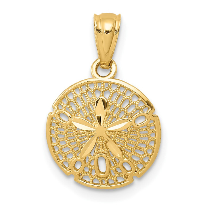 14k Gold Polished Filigree Sand Dollar Pendant YC1250
