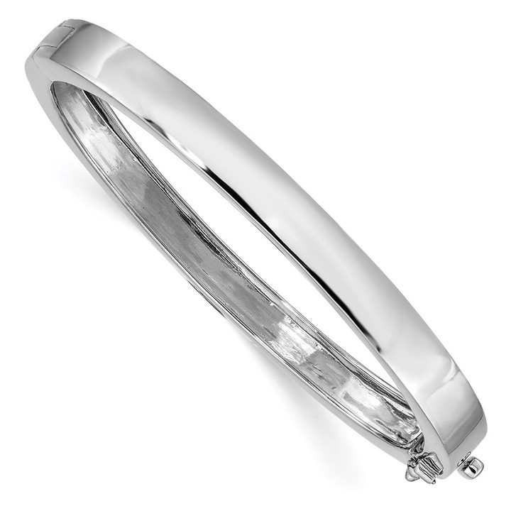 14k White Gold 6.3mm Polished Solid Hinged Bangle Bracelet XB260