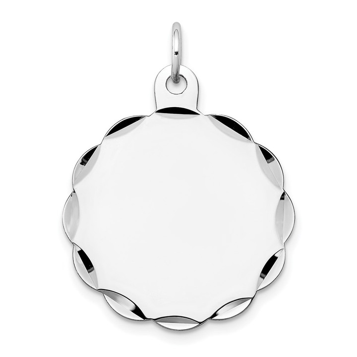 14k White Gold .011 Gauge Engraveable Scalloped Disc Charm XWM175/11