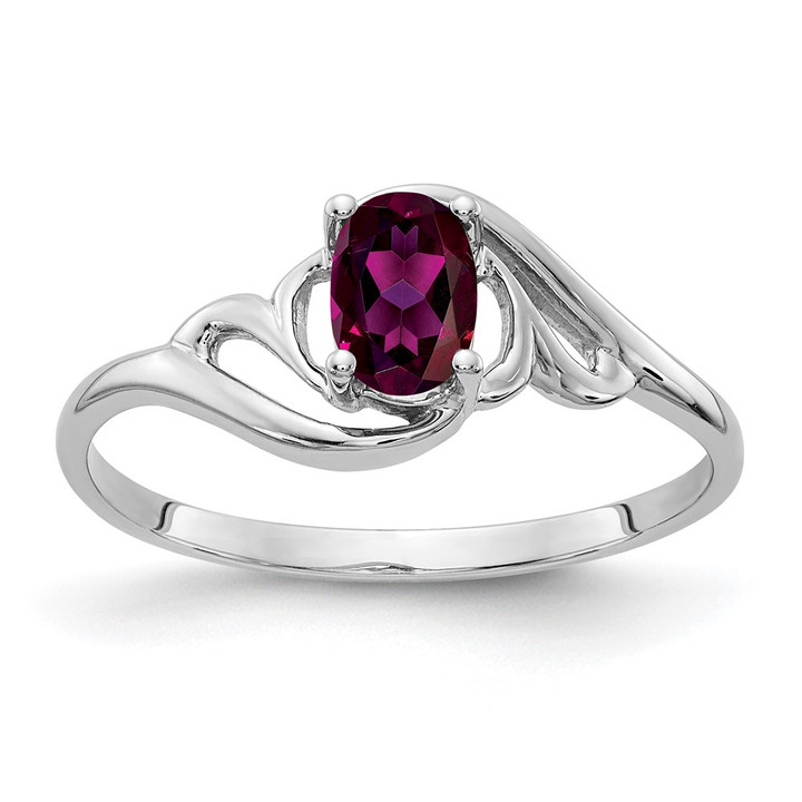 14k White Gold 6x4mm Oval Rhodolite Garnet ring Y2094RG