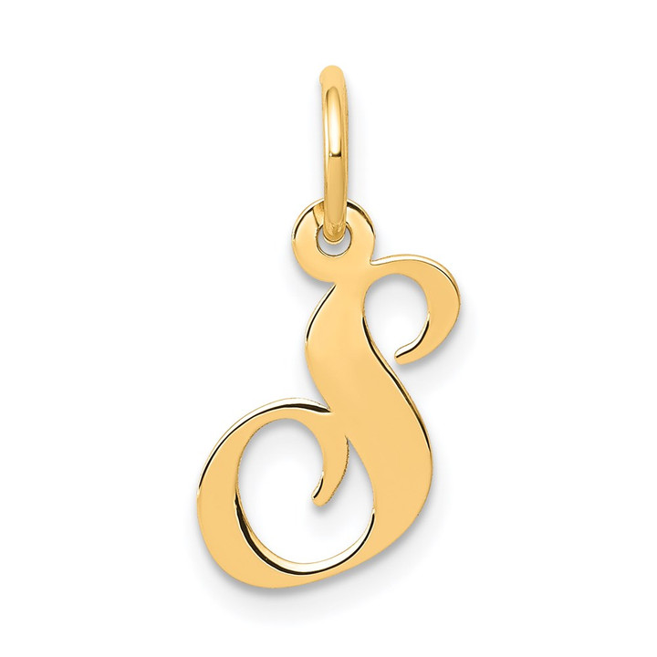 14K Small Fancy Script Letter S Initial Charm YC650S
