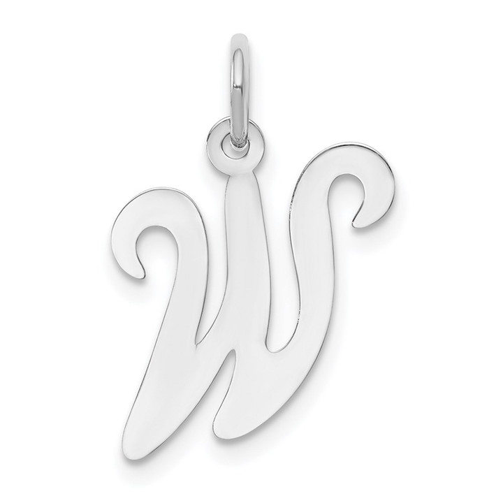 14KW White Gold Script Letter W Initial Charm YC249W
