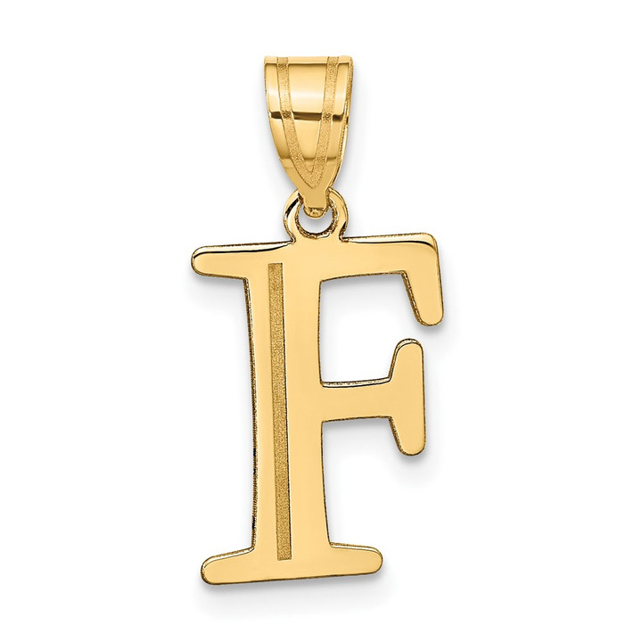 14k Polished Etched Letter F Initial Pendant YC1437F
