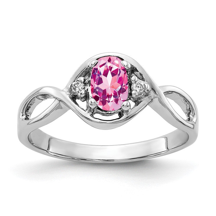 14k White Gold 6x4mm Oval Pink Sapphire AA Diamond ring Y2086SP/AA