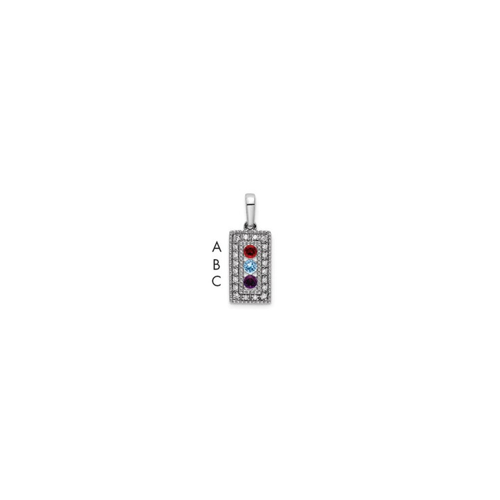 14K White Gold Family Jewelry Genuine Stone & Diamond Set Pendant XMPW41/3GY