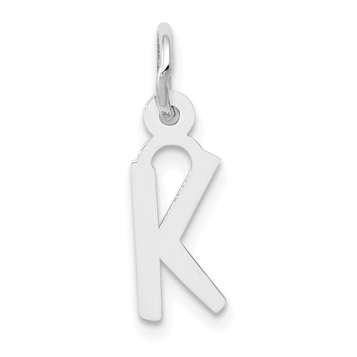 14K White Gold Small Slanted Block Letter K Initial Charm YC645K