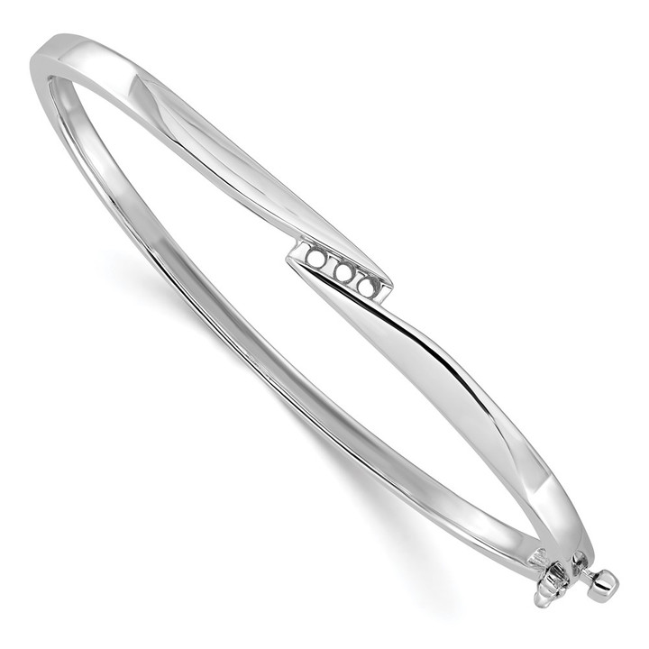 14k White Gold Hinged Bangle Bracelet Mounting XB82