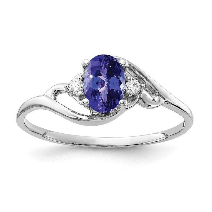 14k White Gold 6x4mm Oval Tanzanite A Diamond ring Y2149T/A
