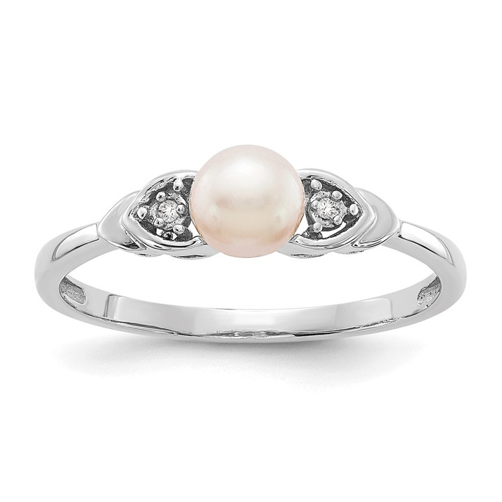 14k White Gold FW Cultured Pearl and Diamond Ring XBS233