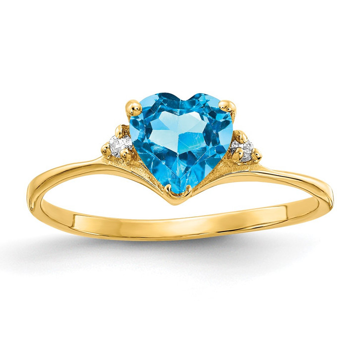 14k 6mm Heart Blue Topaz VS Diamond ring Y2185BT/VS