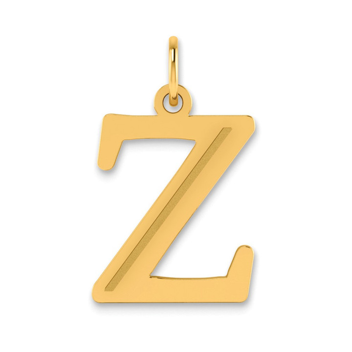14k Polished Etched Letter Z Initial Pendant YC1437Z