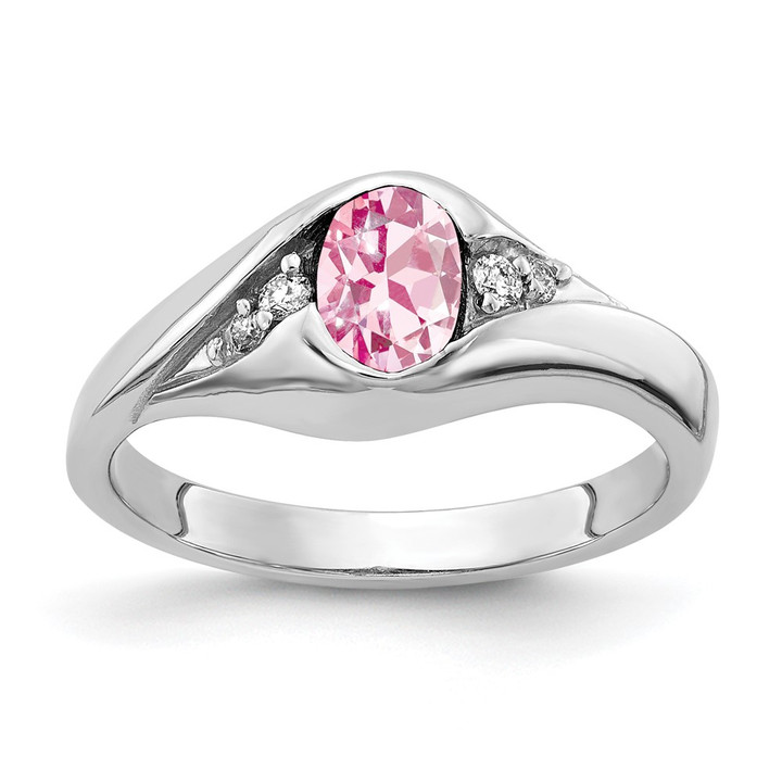 14k White Gold 6x4mm Oval Pink Tourmaline VS Diamond ring Y2107PT/VS