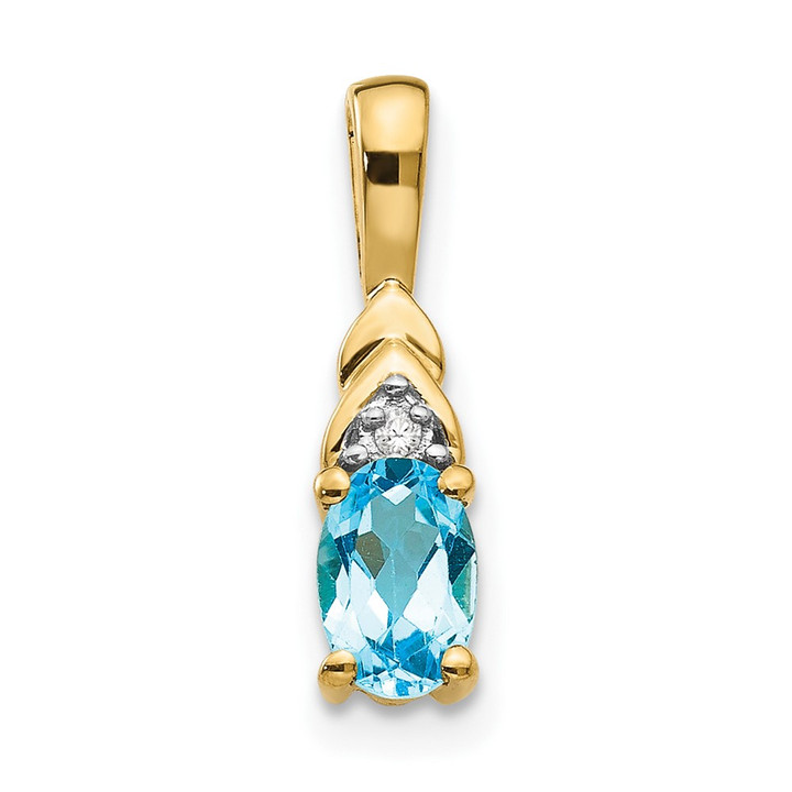 14k Blue Topaz and Diamond Pendant XBS295