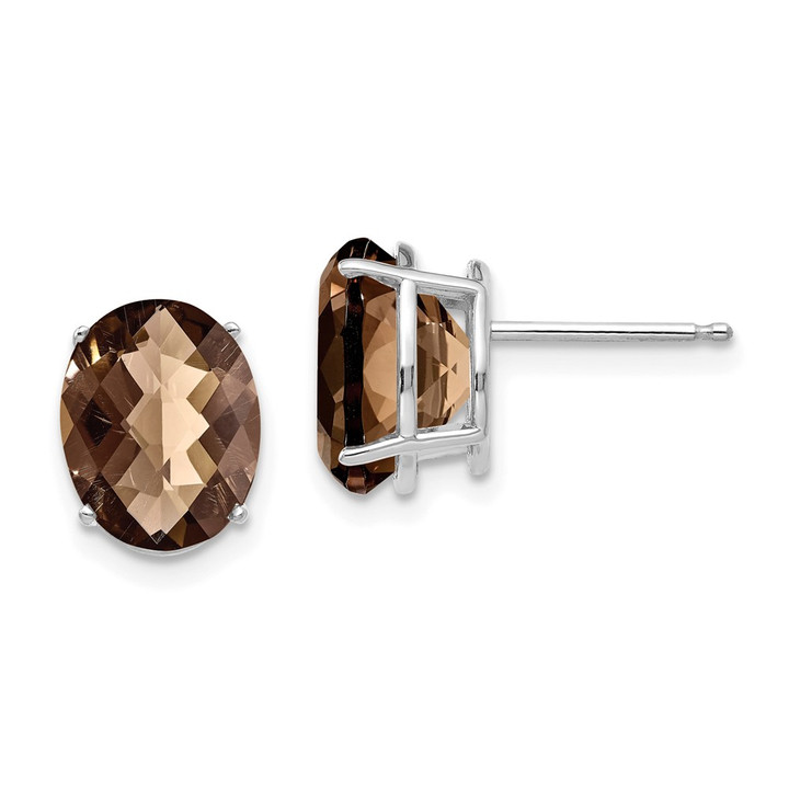 14kw 10x8 Oval Checker-Cut Smoky Quartz Earrings XE90WCQ