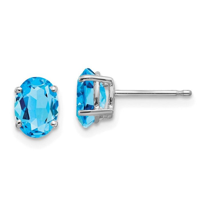 14k White Gold 7x5mm Oval Blue Topaz Earrings XE87WBT