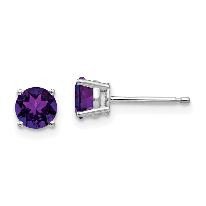14k White Gold 5mm Amethyst Earrings XE72WAM
