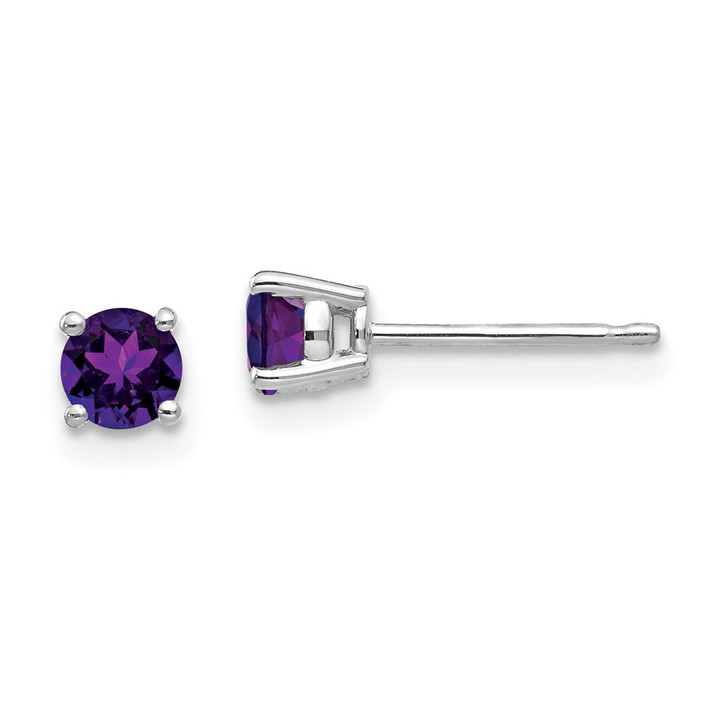 14k White Gold 4mm Amethyst Earrings XE71WAM