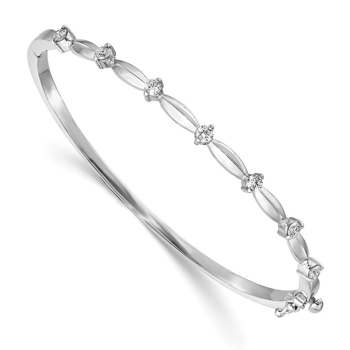 14k White Gold AA Diamond Hinged Bangle XB178AA