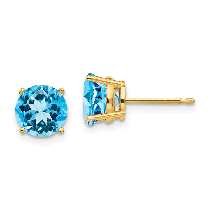 14k 7mm Blue Topaz Earrings XE74BT