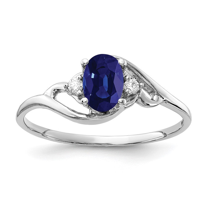 14k White Gold 6x4mm Oval Sapphire A Diamond ring Y2149S/A