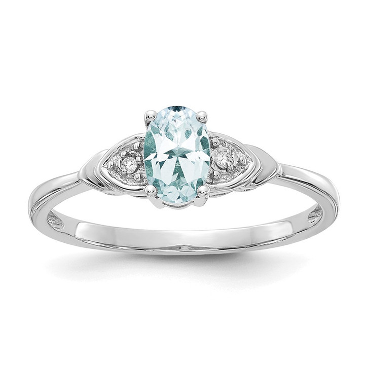 14k White Gold Aquamarine and Diamond Ring XBS230