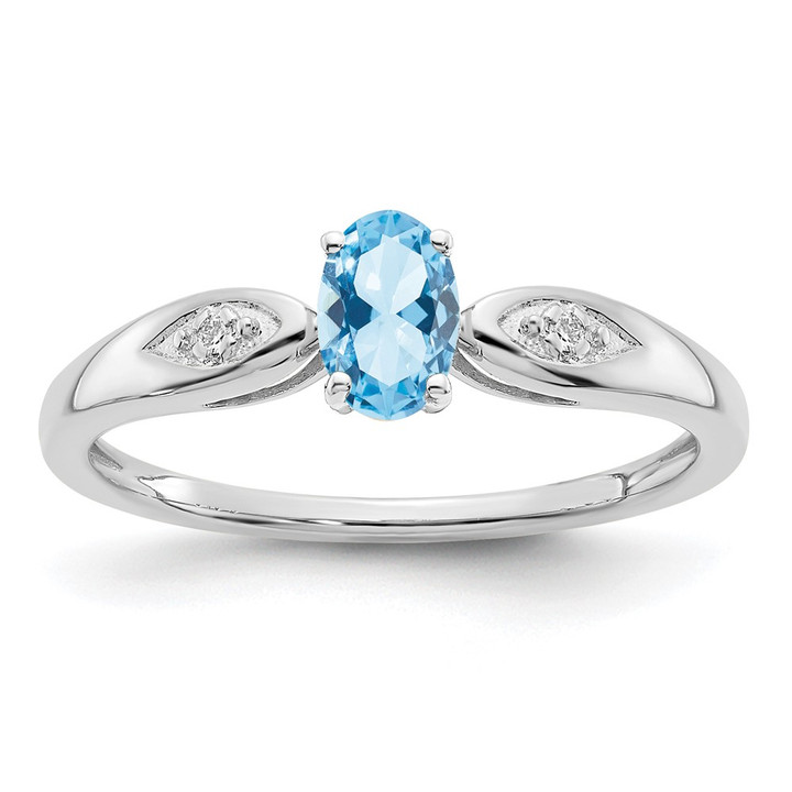14k White Gold Aquamarine and Diamond Ring XBS302