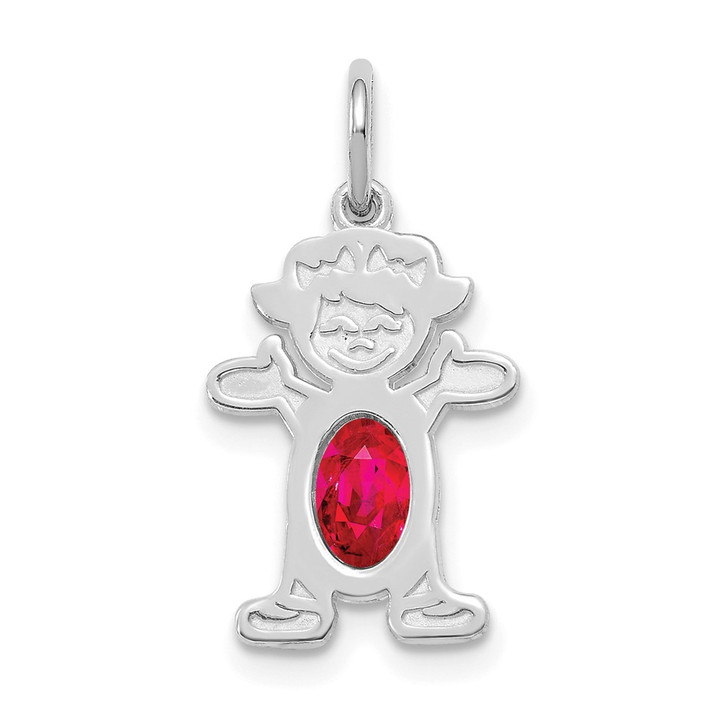 14K White Gold Girl 6x4 Oval Genuine Ruby-July XCK46
