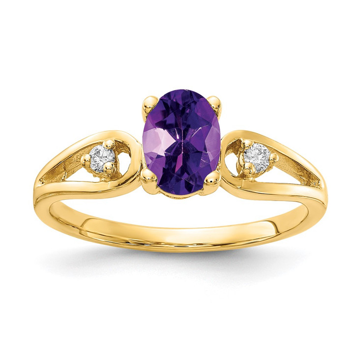 14k 7x5mm Oval Amethyst AAA Diamond ring Y2189AM/AAA