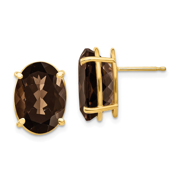 14k 14x10 Oval Smoky Quartz Earrings XE92SQ