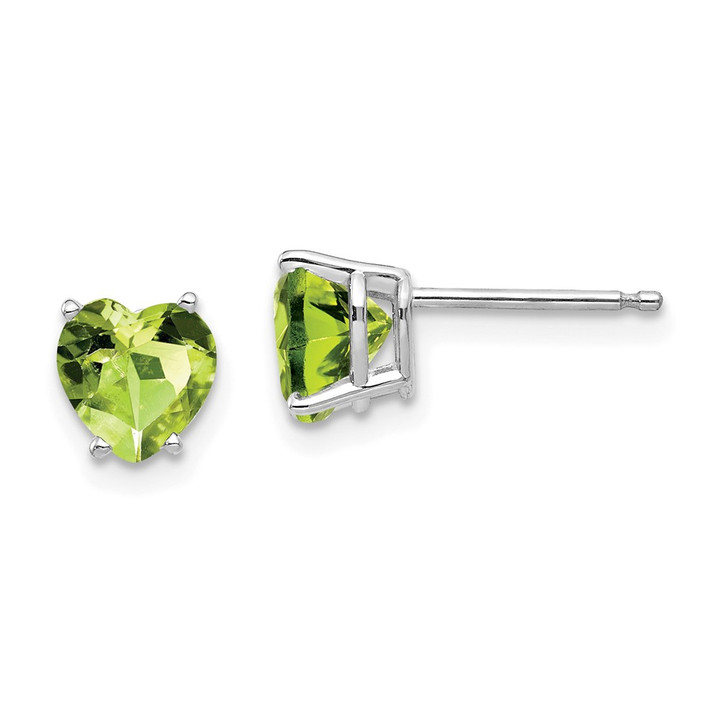14k White Gold 6mm Heart Peridot Earrings XE98WPE