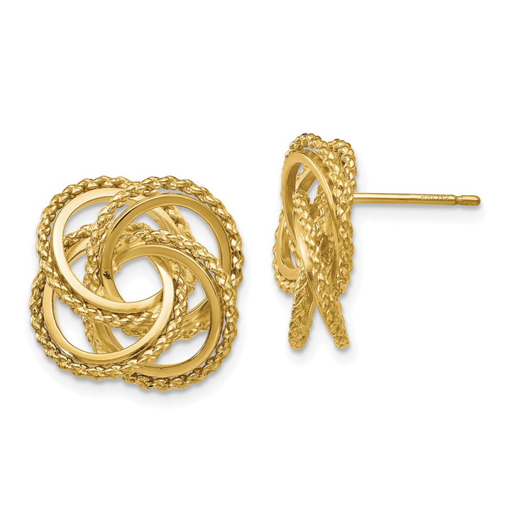 14k Polished & Twisted Love Knot Post Earrings T560