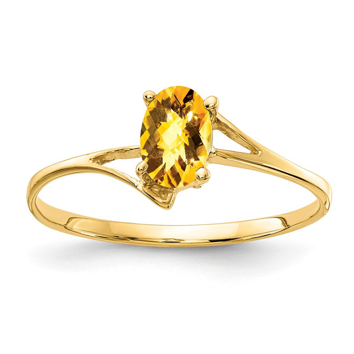 14k 6x4mm Oval Citrine Checker ring Y4659CC