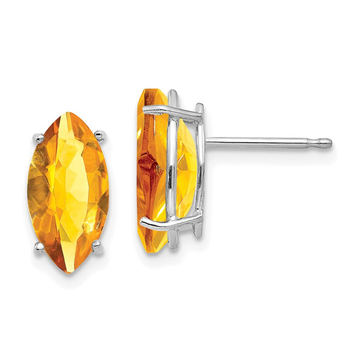 14k White Gold 10x5mm Marquise Citrine earring XE105WCI