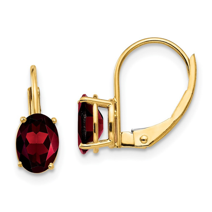 14k 7x5mm Oval Garnet Leverback Earrings XLB115GA