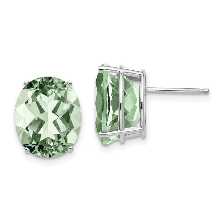14kw 12x10 Oval Green Quartz Earrings XE91WAG