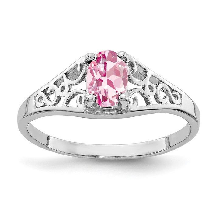 14k White Gold 6x4mm Oval Pink Tourmaline Ring Y4676PT