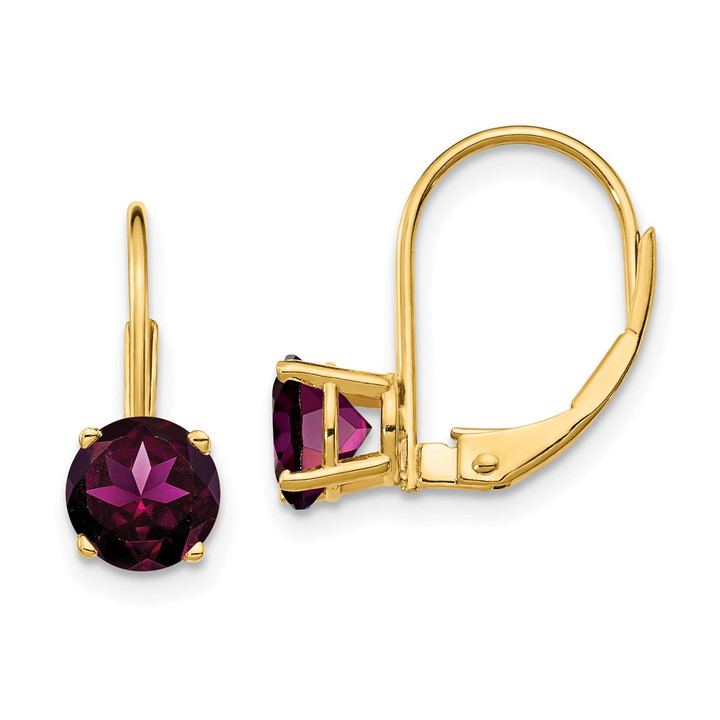 14k 6mm Rhodolite Garnet Leverback Earrings XLB112RG
