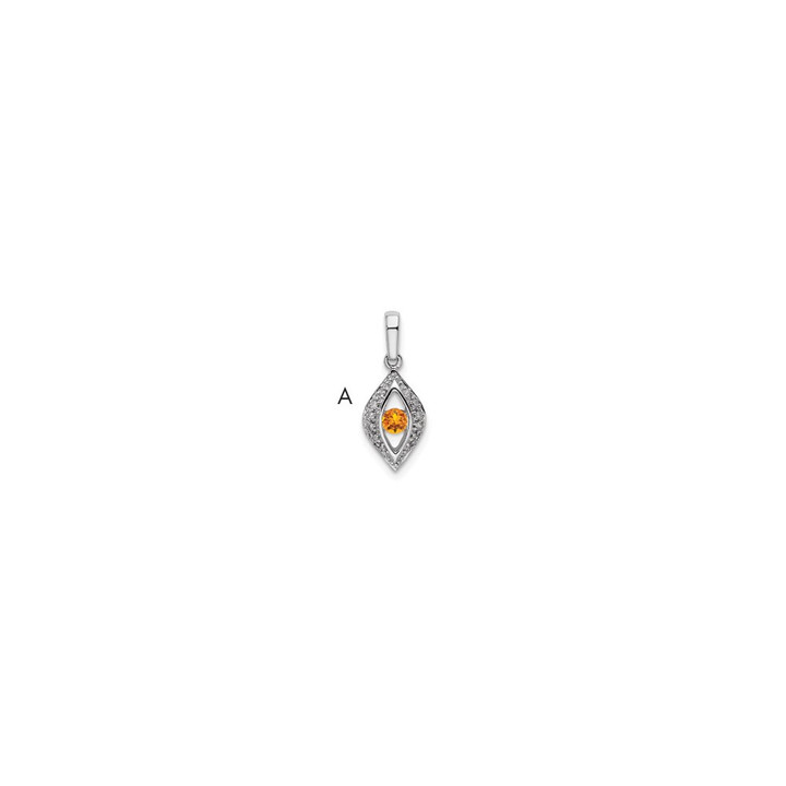 14K White Gold Family Jewelry Genuine Stone & Diamond Set Pendant XMPW32/1GY