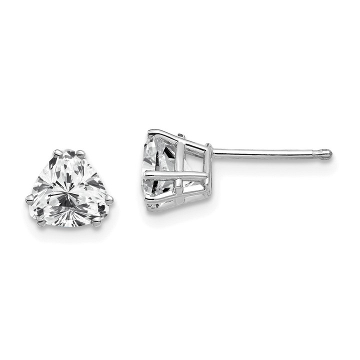 14k White Gold 6mm Trillion Cubic Zirconia Earrings XE94WCZ